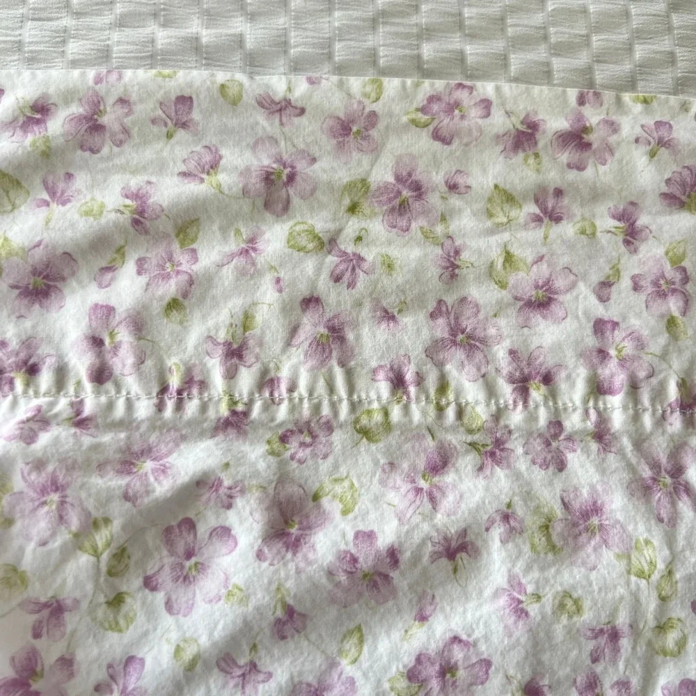 Vtg. Ralph Lauren King Sheet Set Lavender Purple Floral Calico 3-Piece USA Made